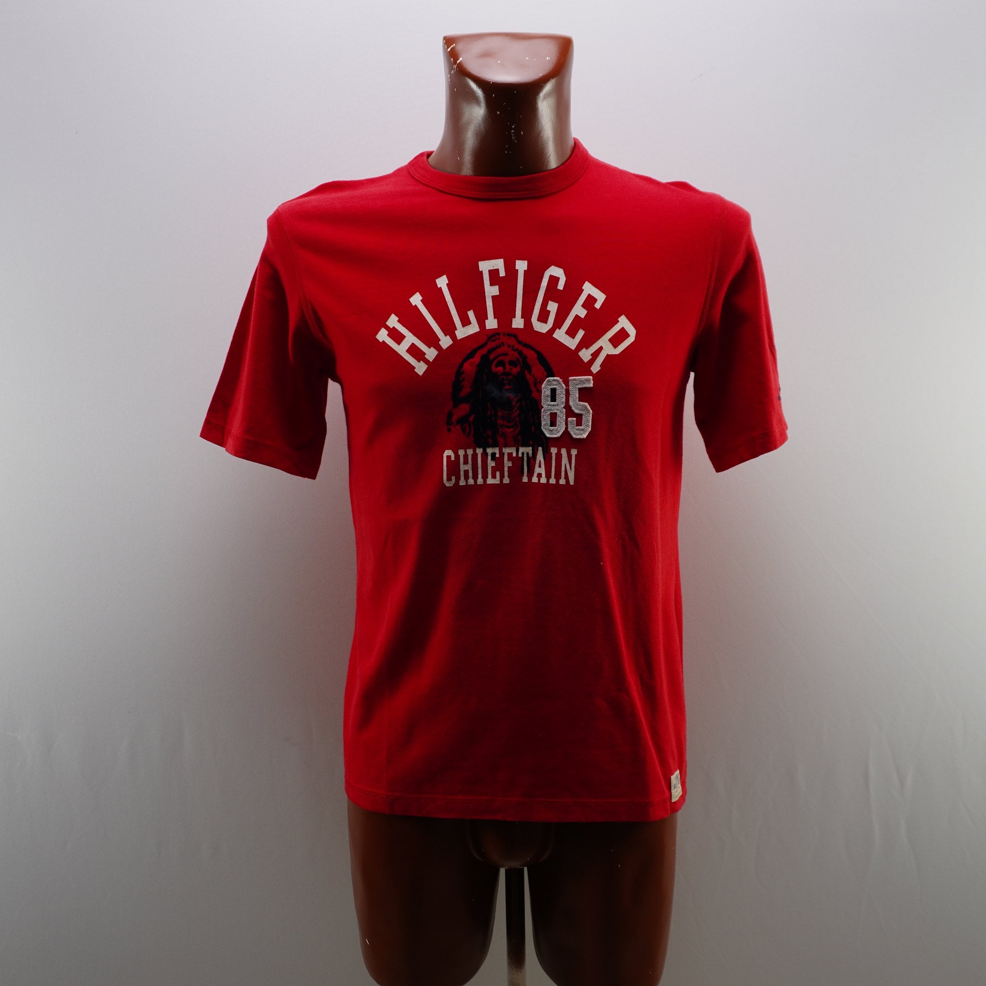Camiseta de Manga Corta Tommy Hilfiger para Hombre - Roja, L, Usada en Muy Buen Estado