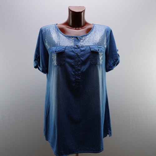 Camiseta de manga corta Anany mujer azul talla M usada