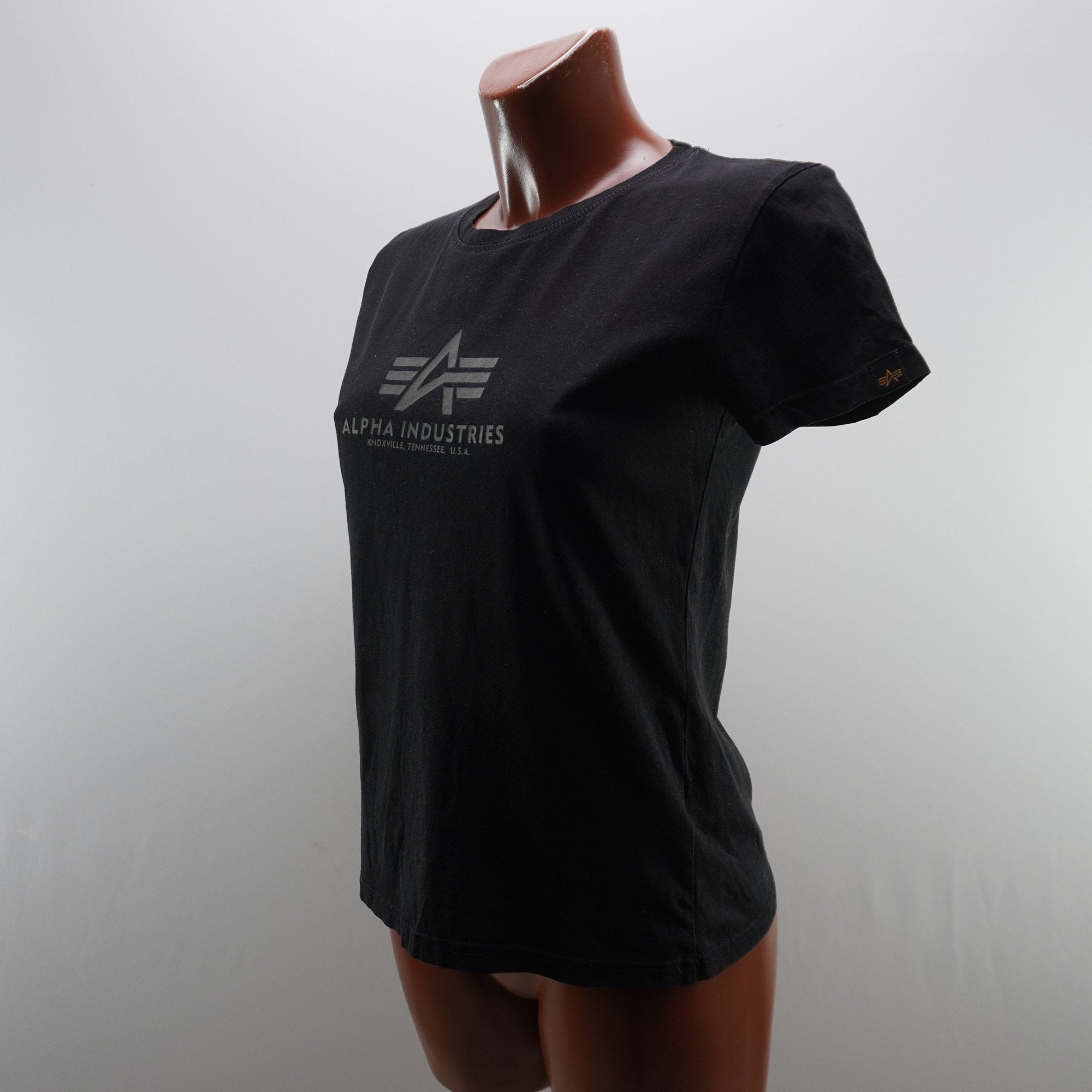 Camiseta de Manga Corta Alpha Industries para Mujer - Negra, S, Usada en Muy Buen Estado