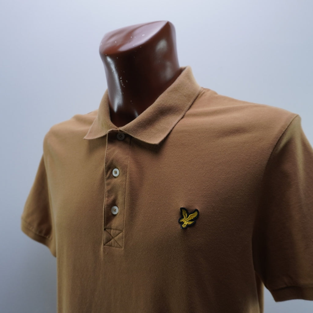 Camiseta de Manga Corta Lyle & Scott para Hombre - Marrón, L (Usada en Muy Buen Estado)