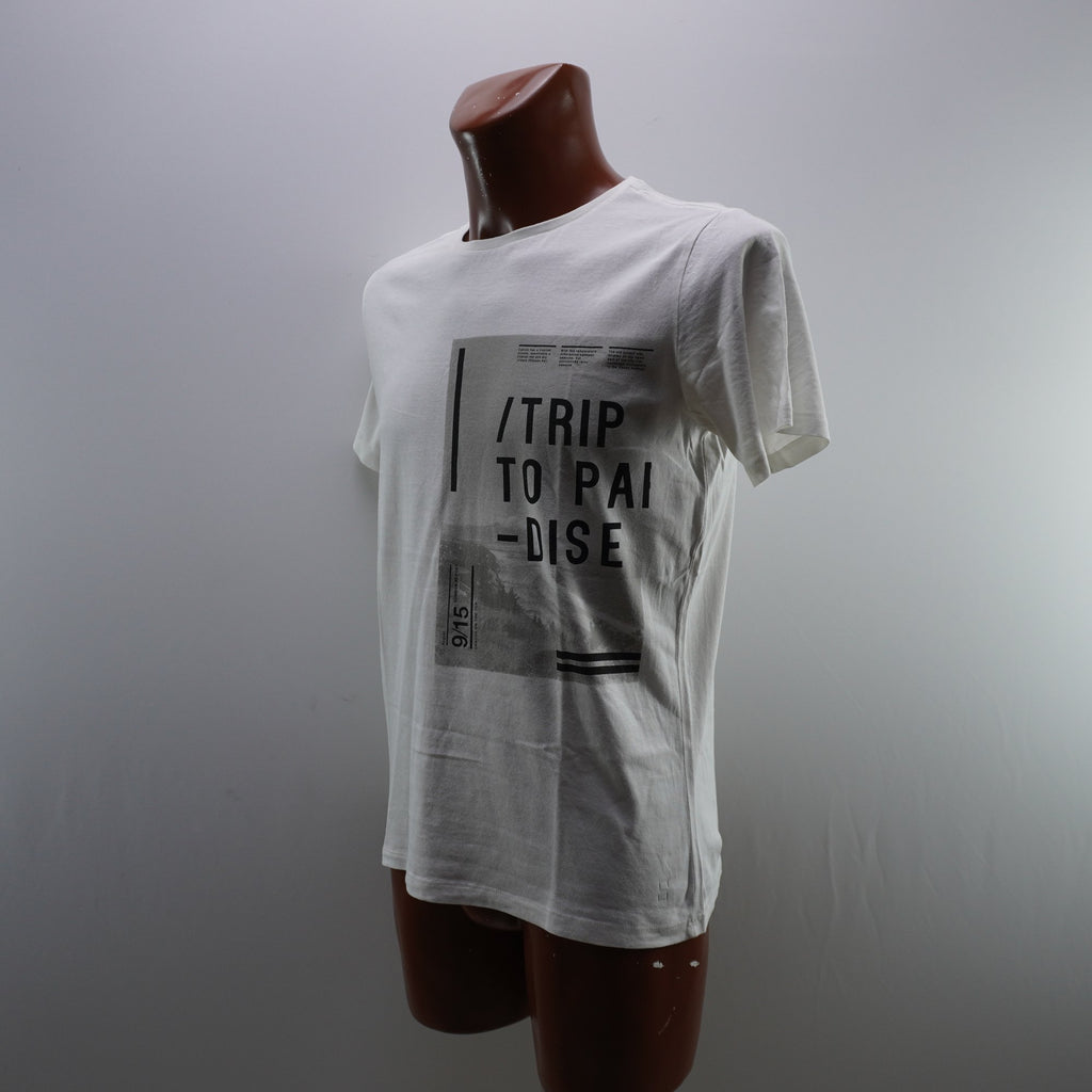 Camiseta de Manga Corta Mango para Hombre Usada - Blanca, S