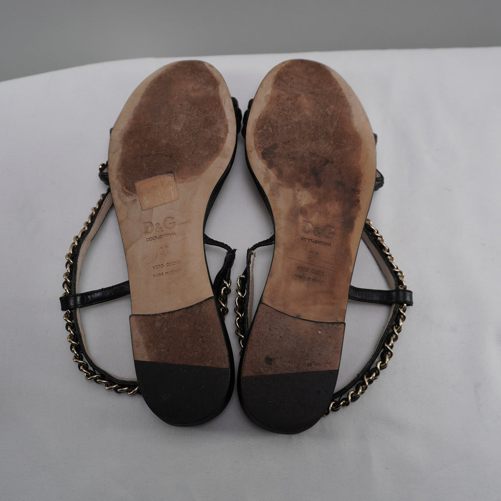 Sandalias Dolce & Gabbana para Mujer - Negro, Talla 38, Usadas en Muy Buen Estado