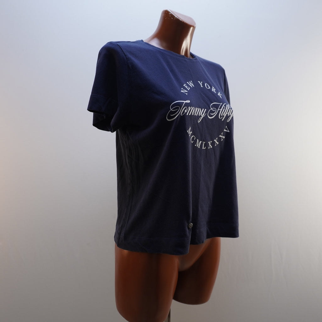 Camiseta de Manga Corta Tommy Hilfiger para Mujer Usada - Azul Marino, L