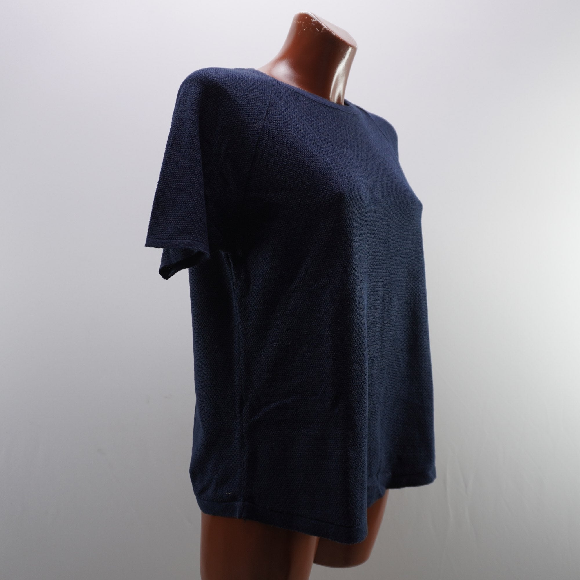 Camiseta de Manga Corta Pull & Bear para Mujer Usada - Azul Marino, S