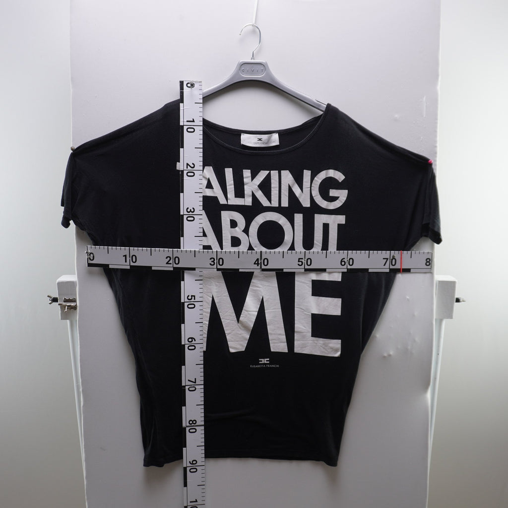 Camiseta de Manga Corta Elisabetta Franchi para Mujer - Negro, XL, Usada en Muy Buen Estado