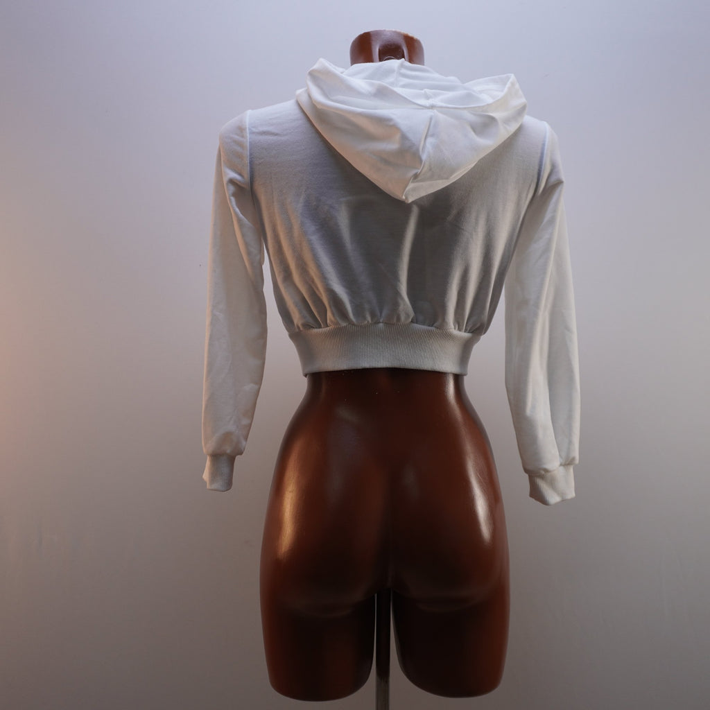 Sudadera con Capucha Italian Style para Mujer Usada - Blanca, XXS