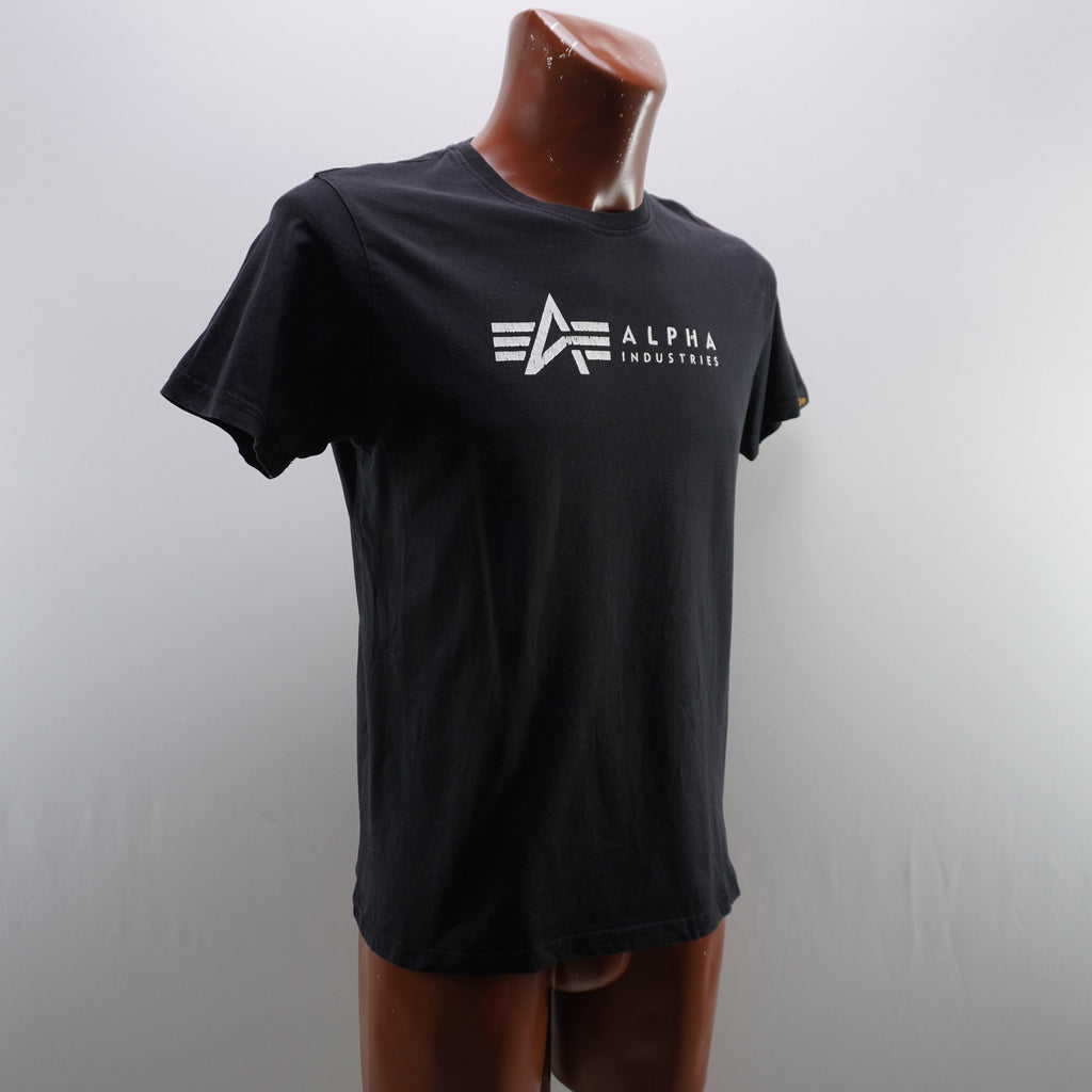 Camiseta de Manga Corta Alpha Industries para Hombre - Negra, M, Usada en Muy Buen Estado