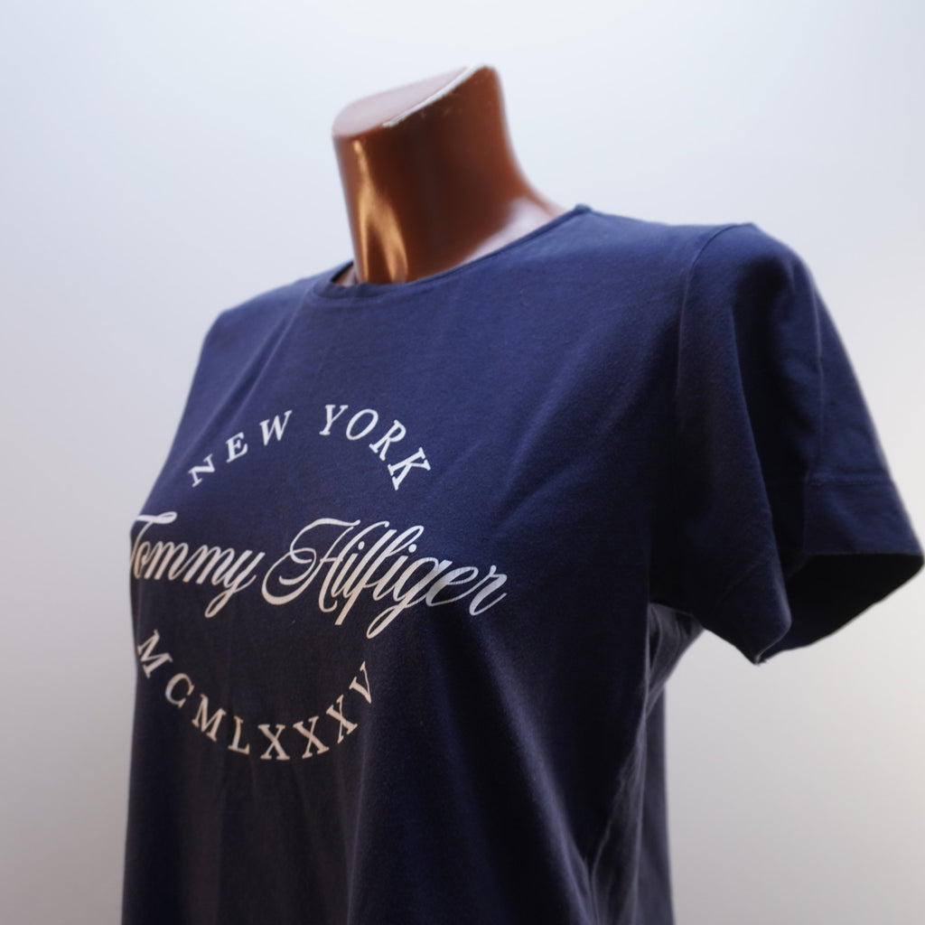Camiseta de Manga Corta Tommy Hilfiger para Mujer Usada - Azul Marino, L