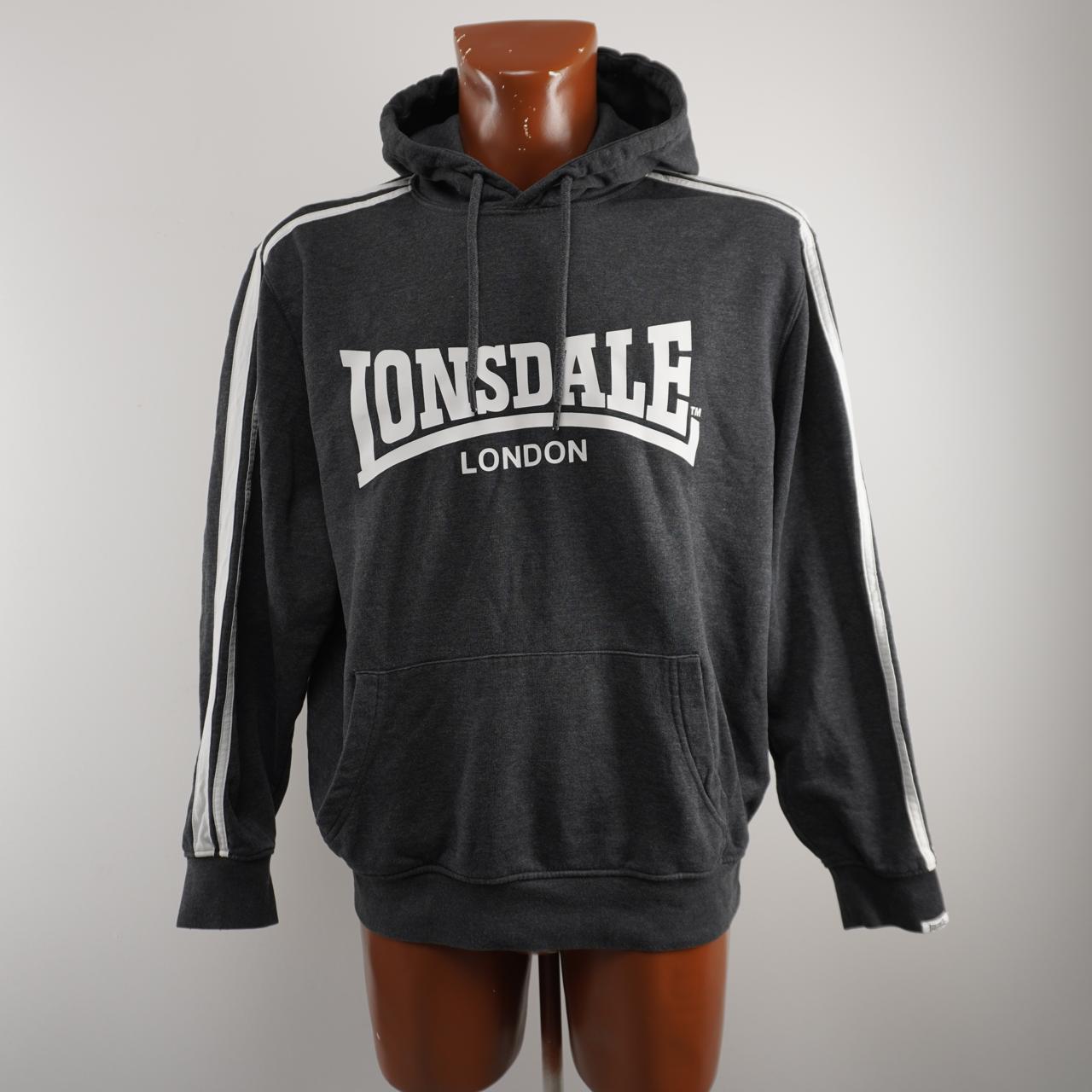 Sudadera con capucha de hombre Lonsdale. Negro. L.Usado. Bien