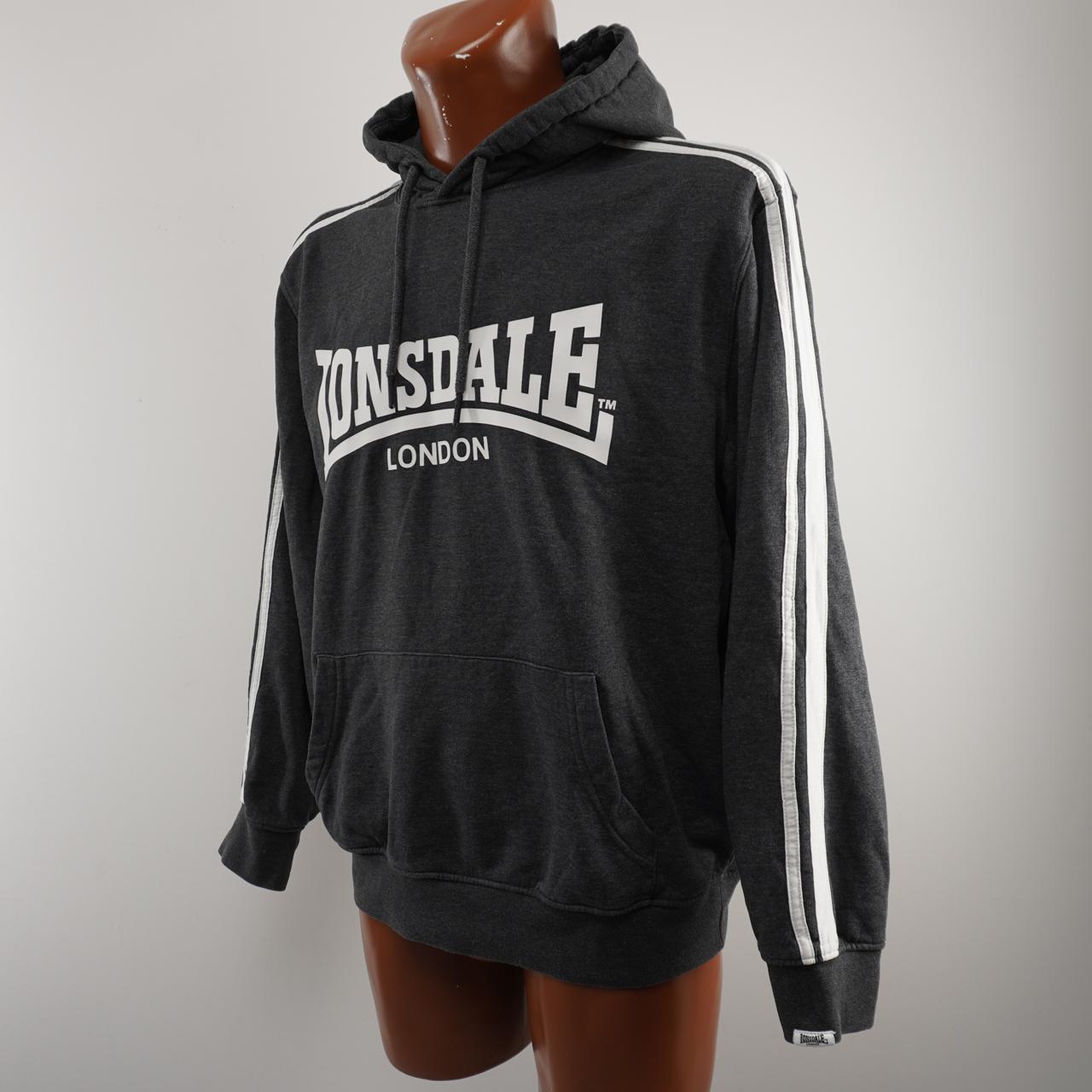 Sudadera con capucha de hombre Lonsdale. Negro. L.Usado. Bien