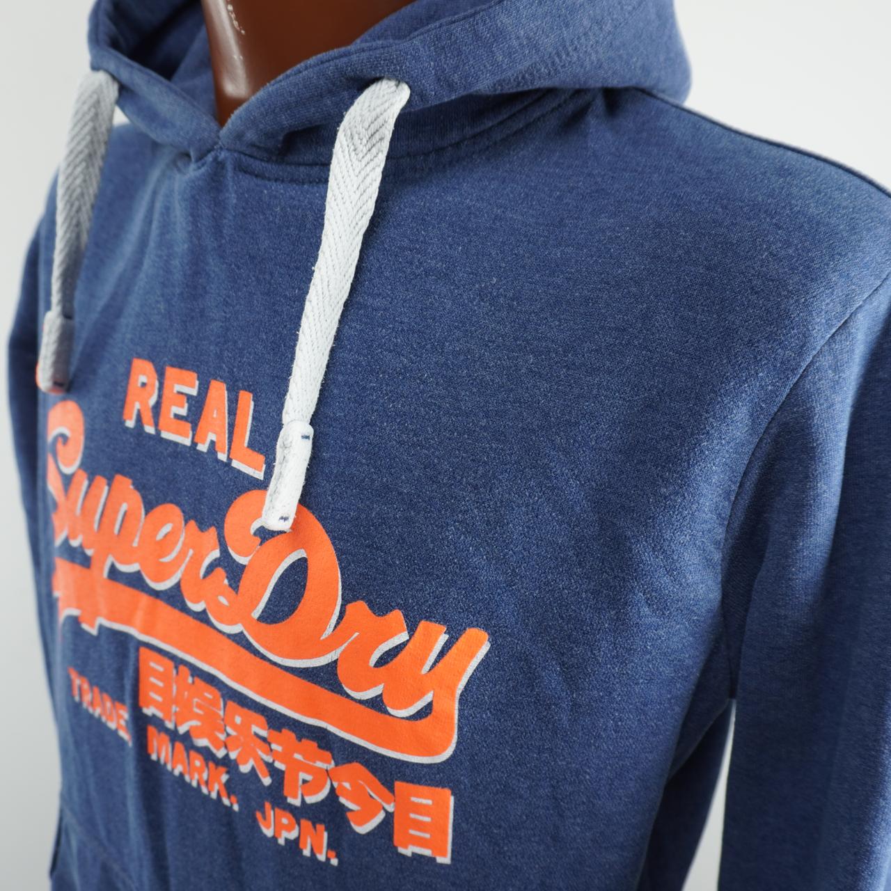 Sudadera con capucha para hombre Superdry. Azul oscuro. Talla L. Usada. En buen estado.