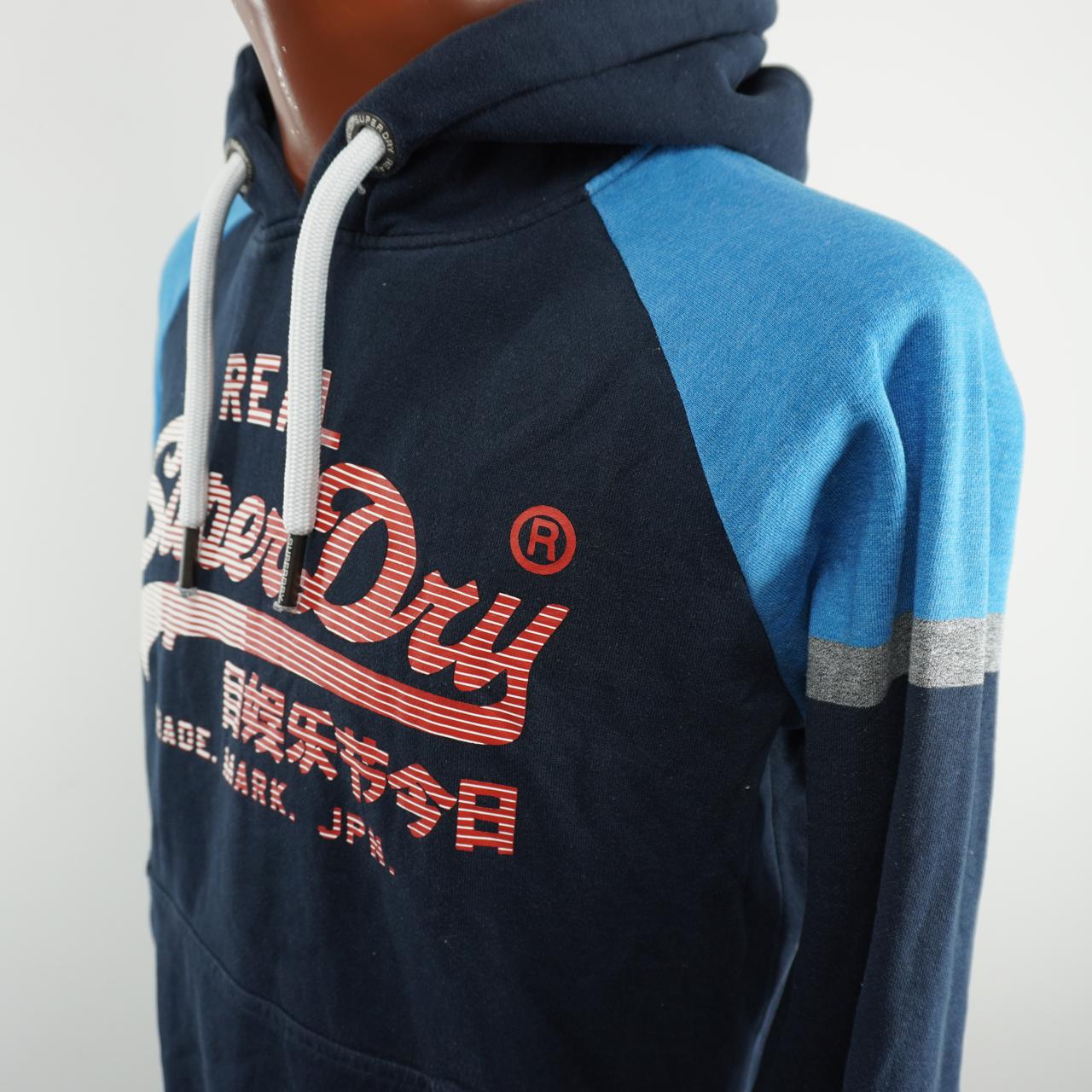 Sudadera con capucha para hombre Superdry. Azul oscuro. SG. Usado. Bien