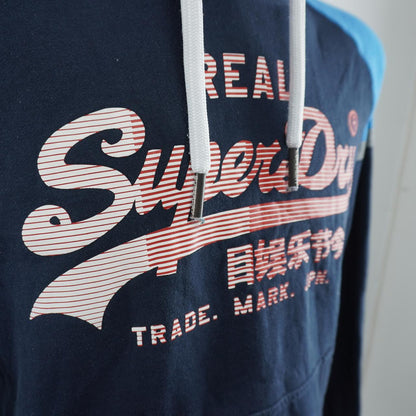 Sudadera con capucha para hombre Superdry. Azul oscuro. SG. Usado. Bien