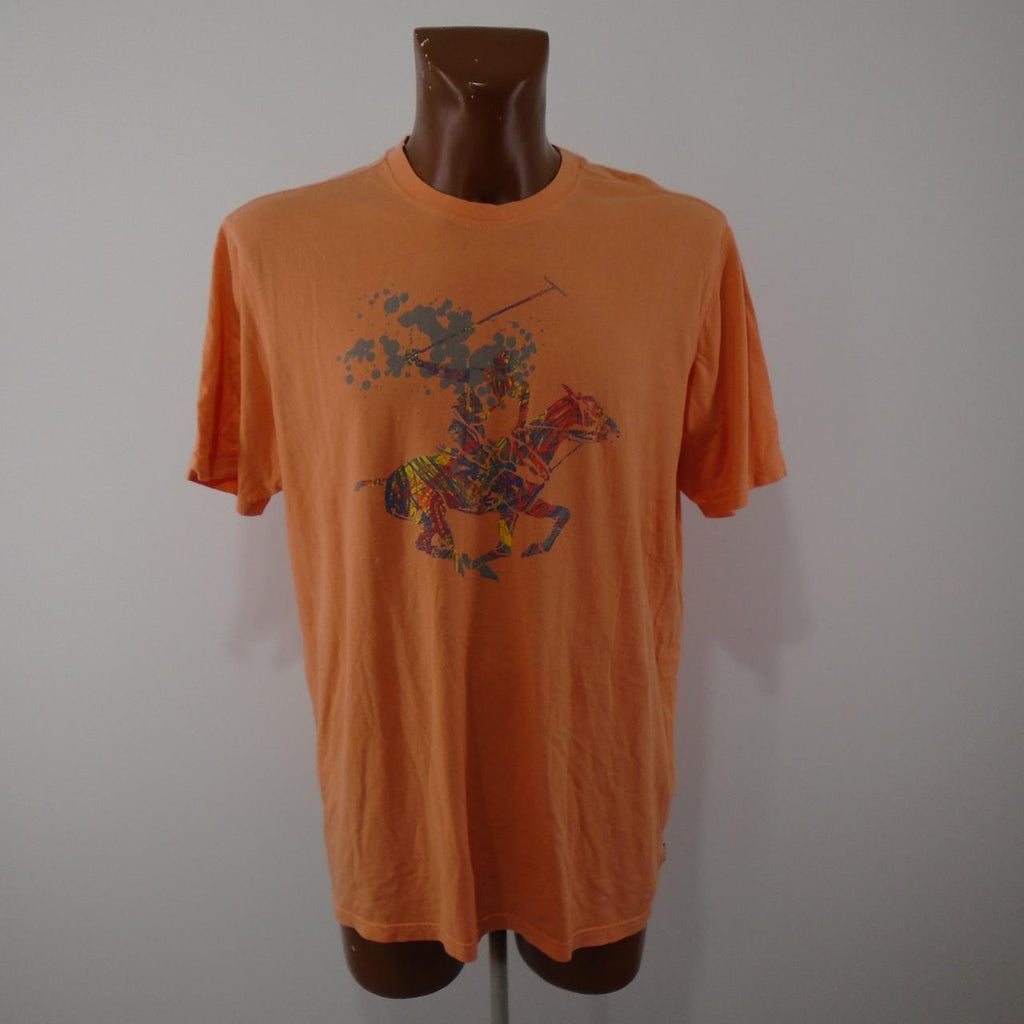 Men's T-Shirt polo club. Orange. XXL. Used. Good
