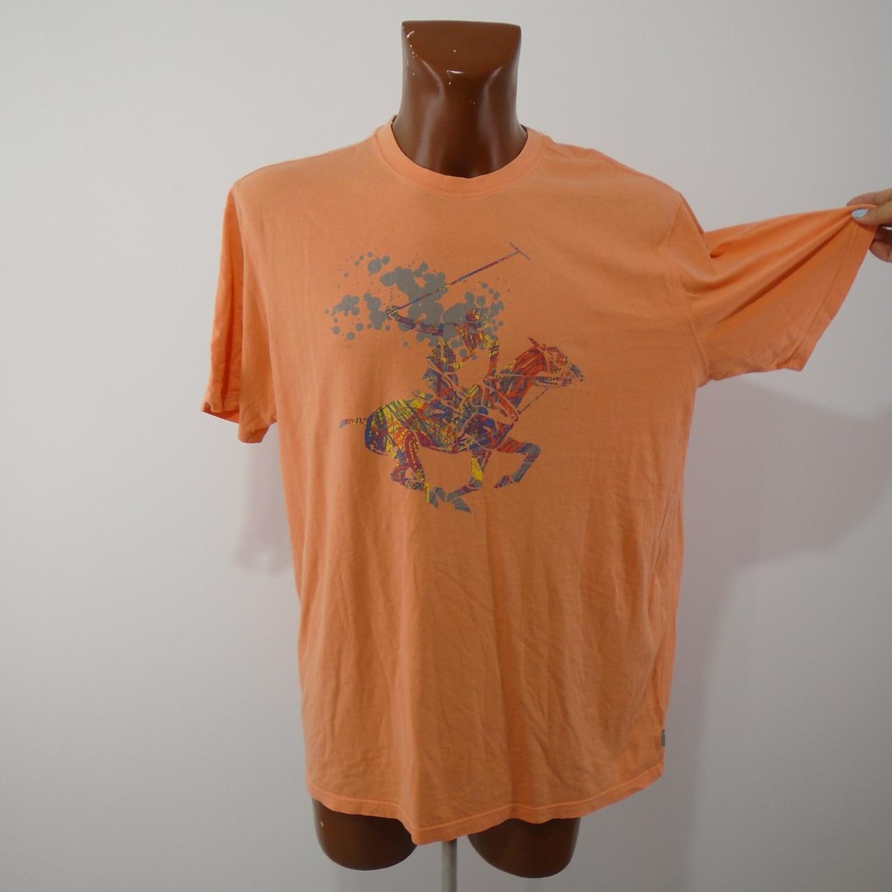 Men's T-Shirt polo club. Orange. XXL. Used. Good