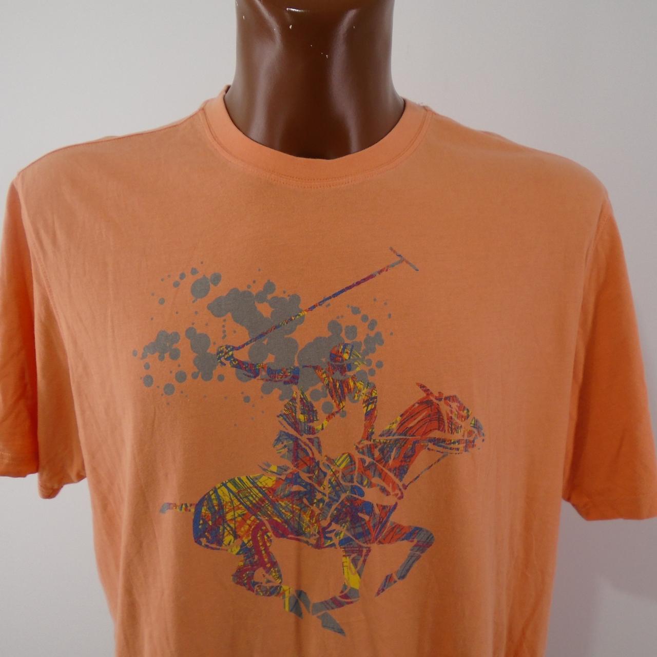 Men's T-Shirt polo club. Orange. XXL. Used. Good