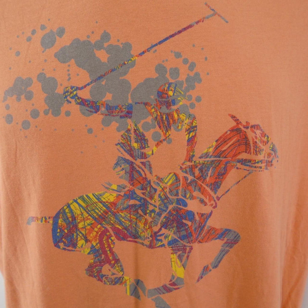 Men's T-Shirt polo club. Orange. XXL. Used. Good