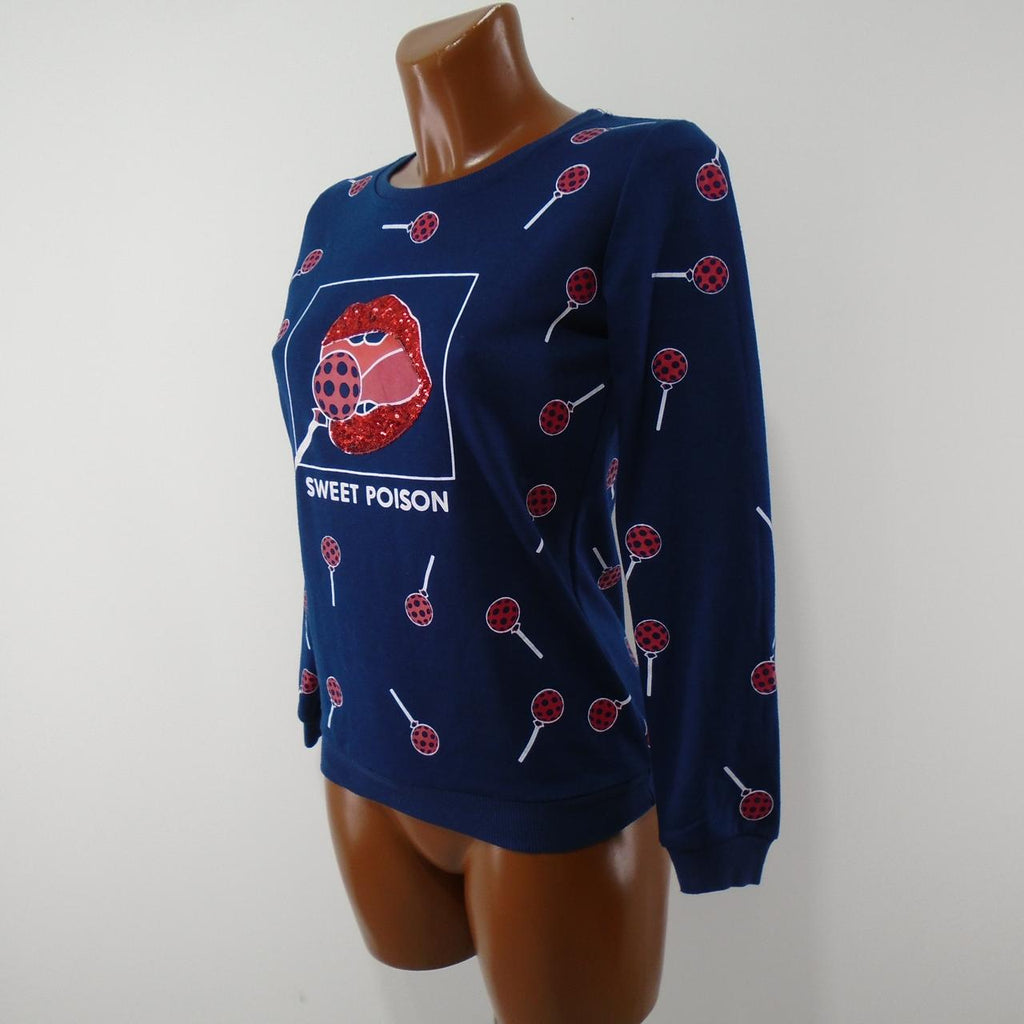 Women's Sweatshirt Sweet Poison. Dark blue. S. Used. Good