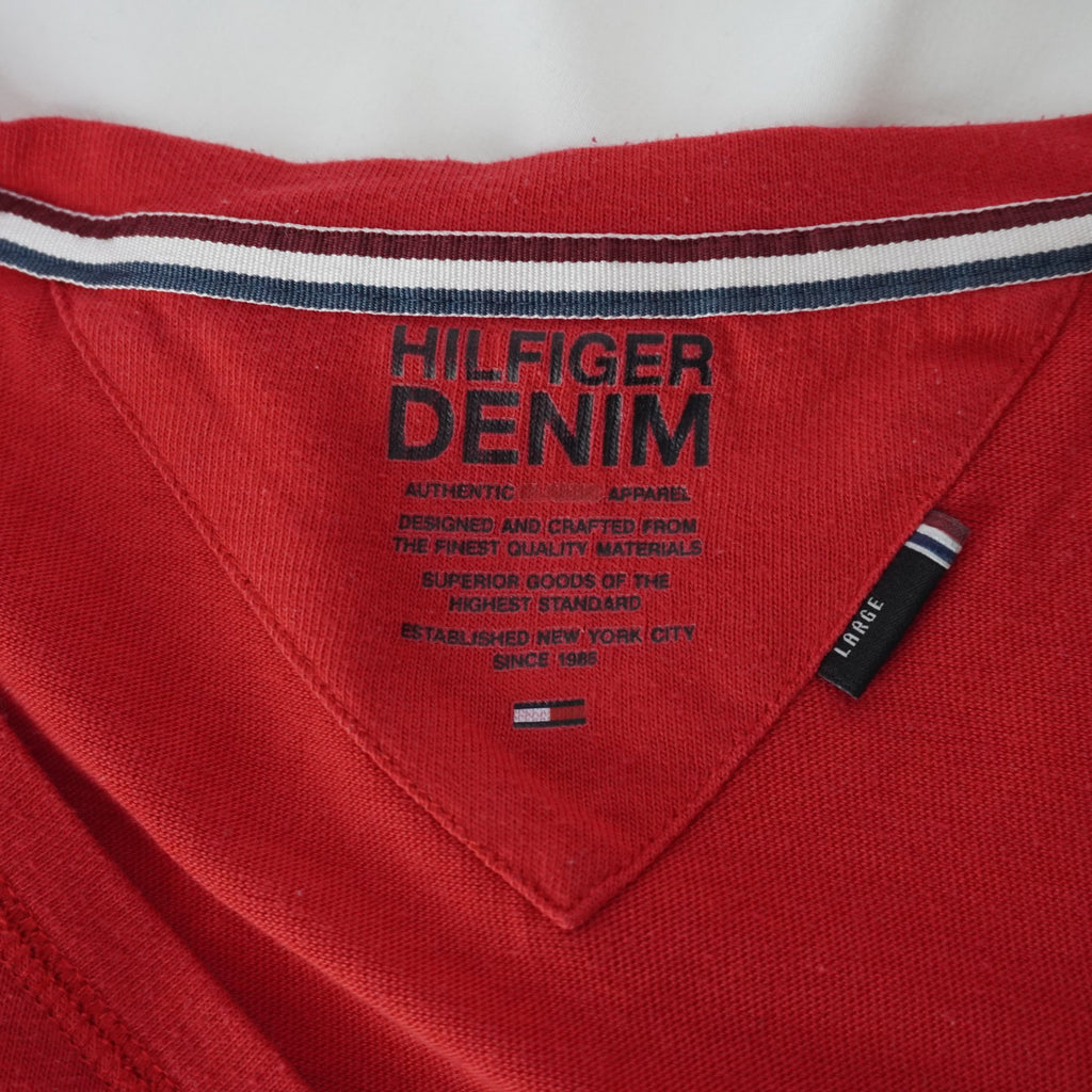 Camiseta de Manga Corta Tommy Hilfiger para Mujer Usada - Roja, L