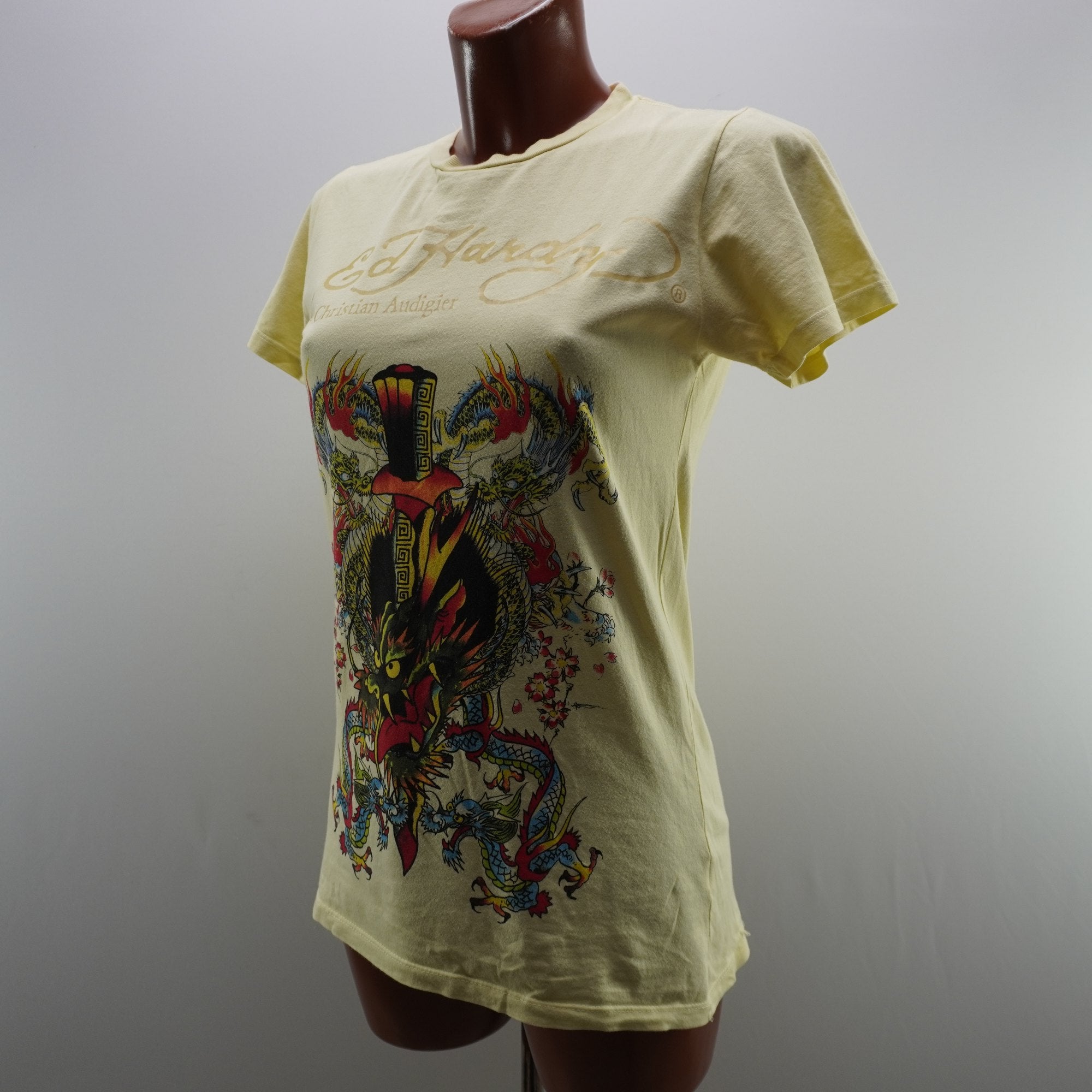 Camiseta Ed Hardy para Mujer Usada - Amarillo, S