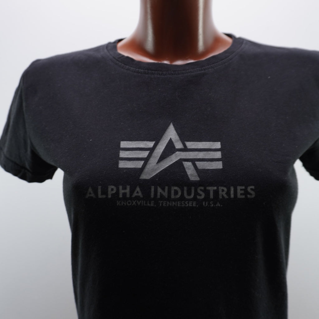 Camiseta de Manga Corta Alpha Industries para Mujer - Negra, S, Usada en Muy Buen Estado
