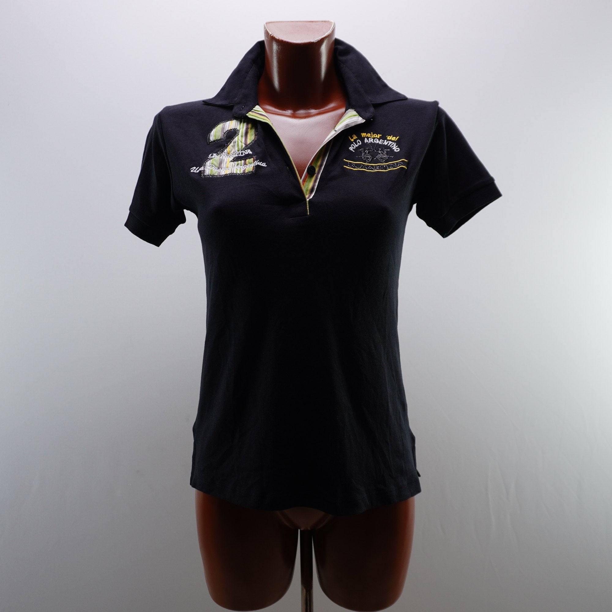 Camiseta de Manga Corta La Martina para Mujer Usada - Negro, XXL