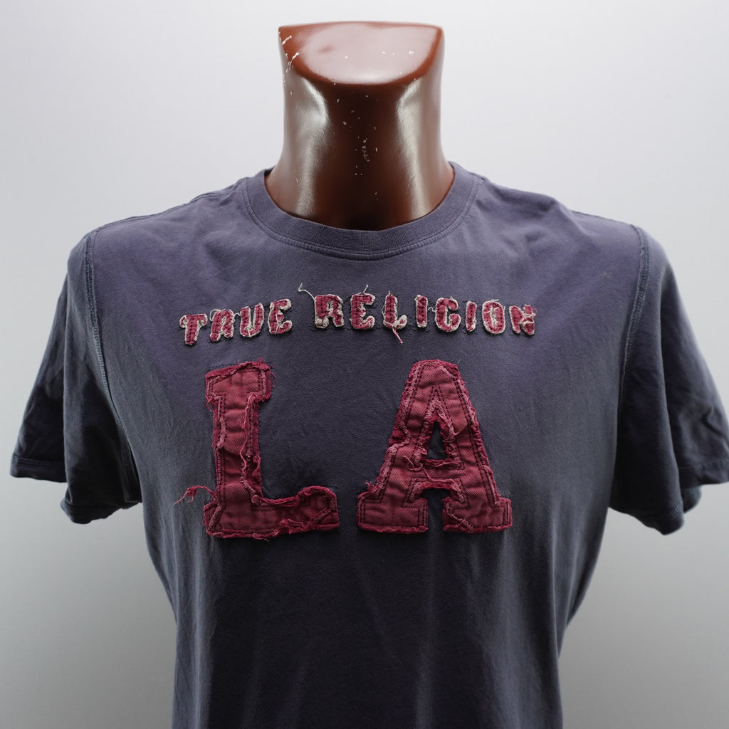 Camiseta de Manga Corta True Religión para Hombre Usada - Azul, L