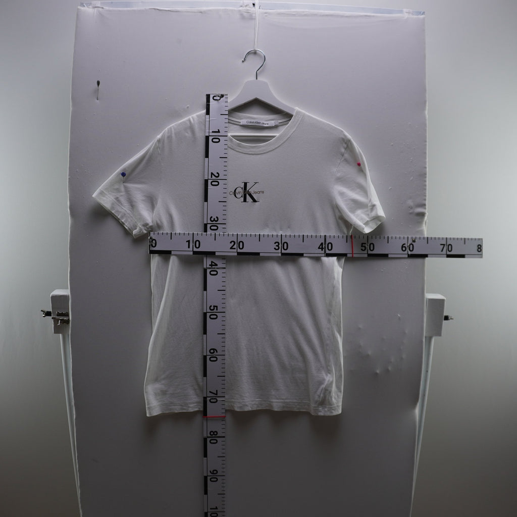 Camiseta de Manga Corta Calvin Klein para Mujer - Blanco, L, Usada en Muy Buen Estado