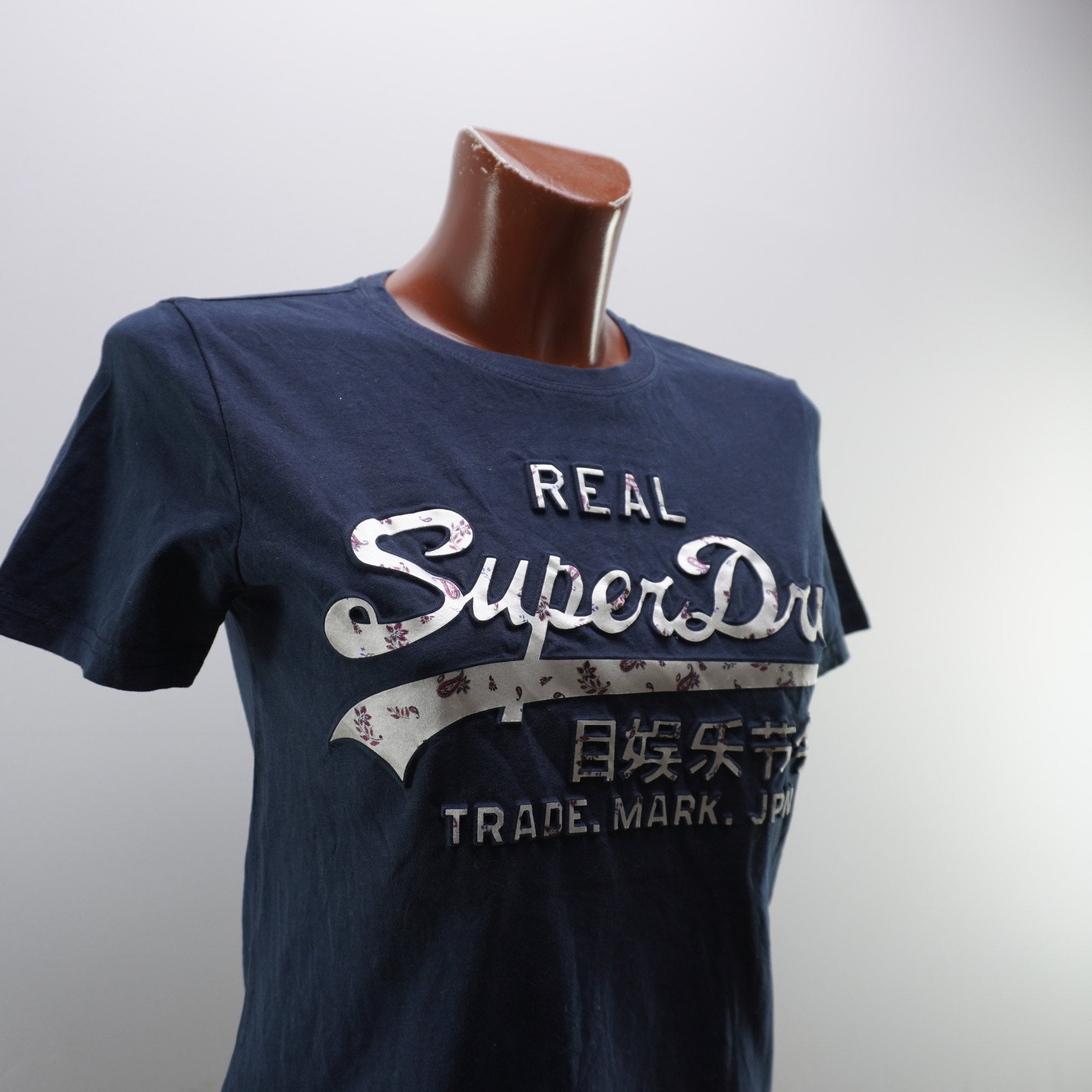 Camiseta de Manga Corta Superdry para Mujer - Azul Marino, S (Usada en Muy Buen Estado)