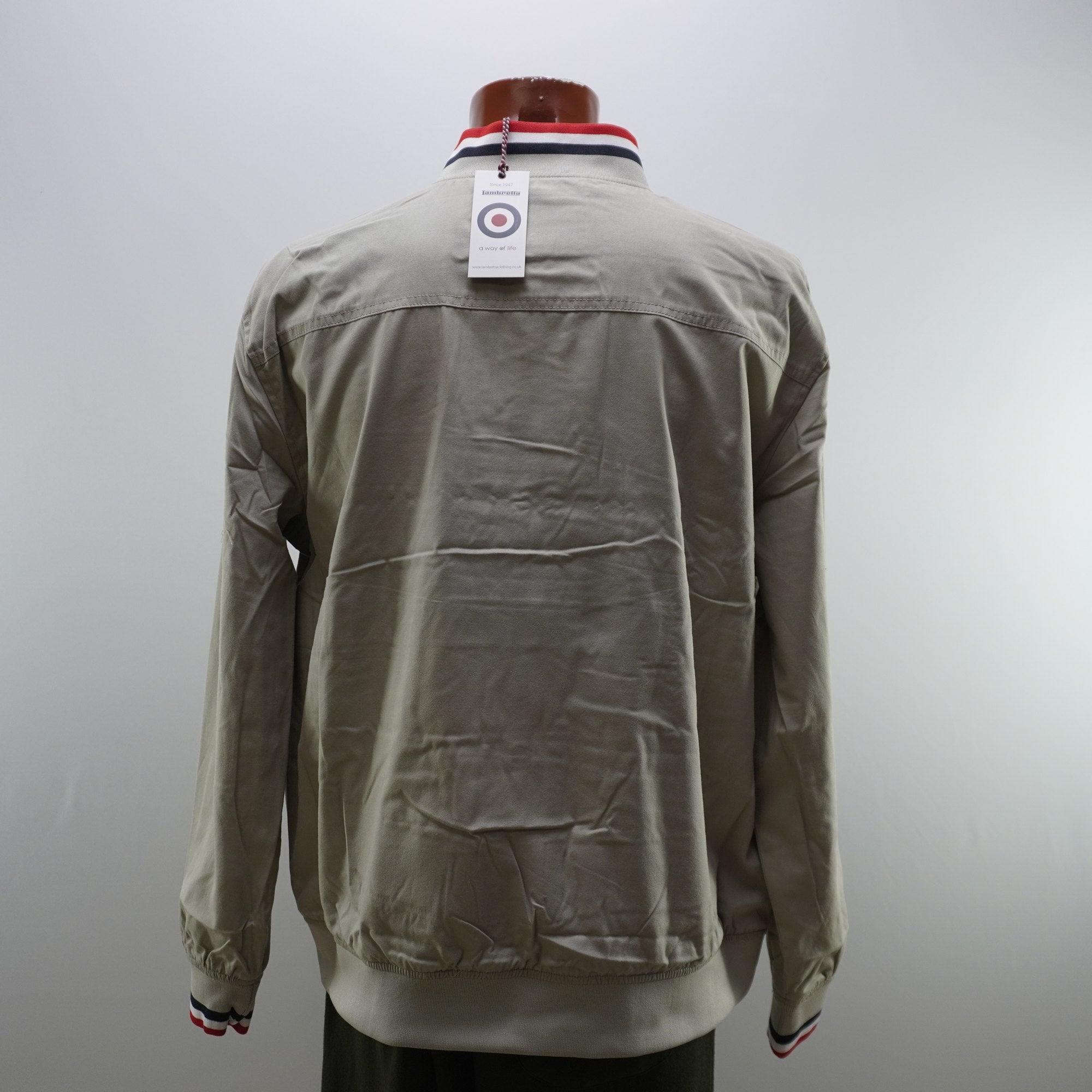 Chaqueta Bomber Lambretta para Hombre Usada - Beige y Rojo, XXL