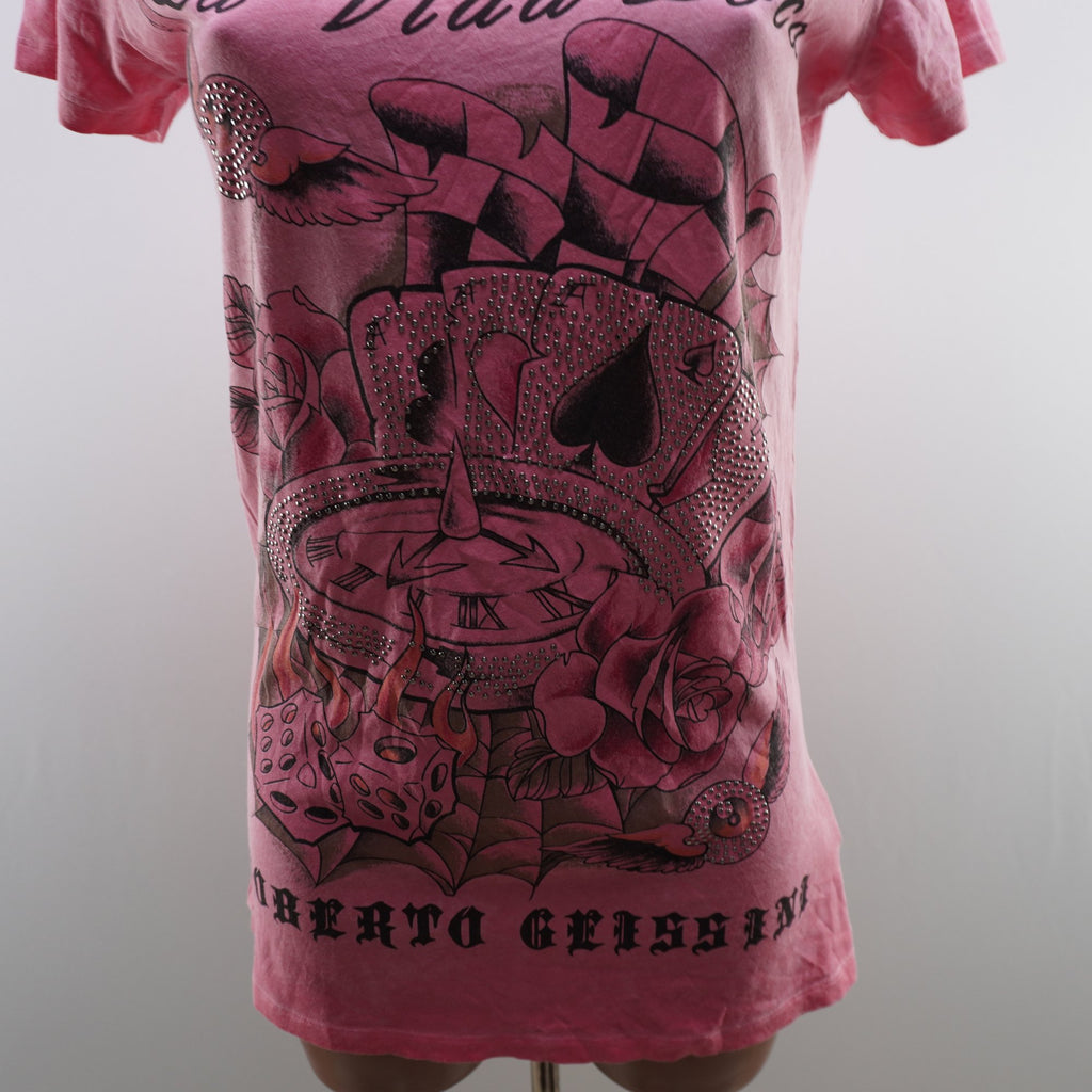 Camiseta de Manga Corta Roberto Geissine para Mujer - Rosa, XL - Usada en Muy Buen Estado