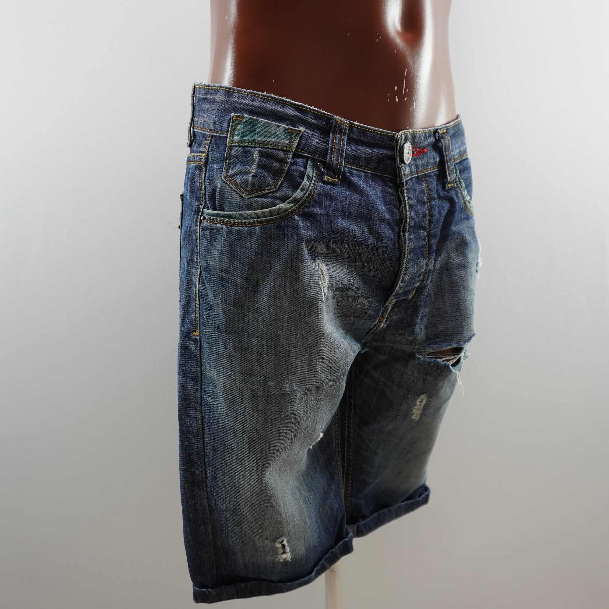 Pantalones Cortos Vaqueros Suite Blanco para Hombre Usados - Azul, M