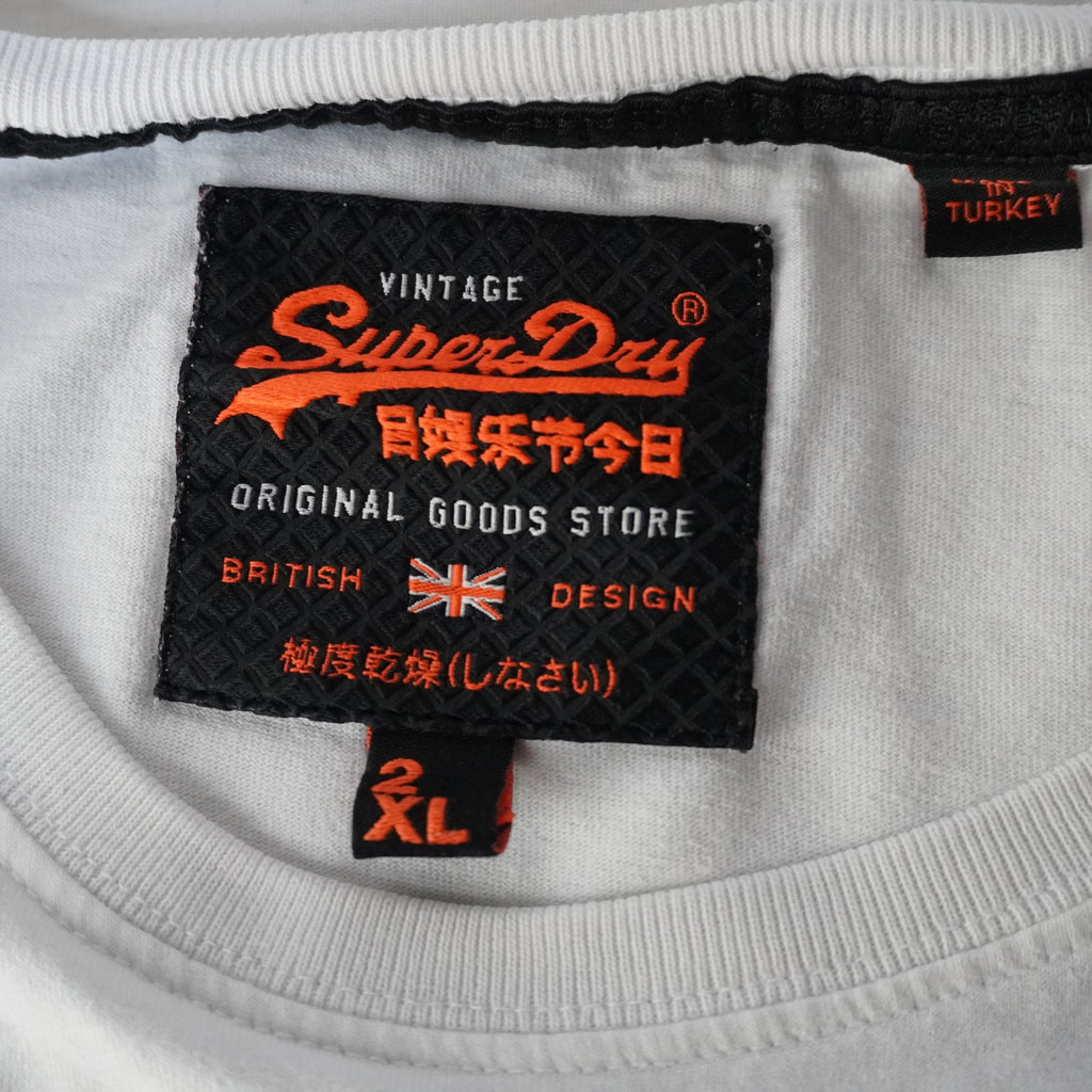 Camiseta de Manga Corta Superdry para Hombre Usada - Blanca, XXL