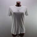 Camiseta de Manga Corta Calvin Klein para Mujer - Blanco, L, Usada en Muy Buen Estado