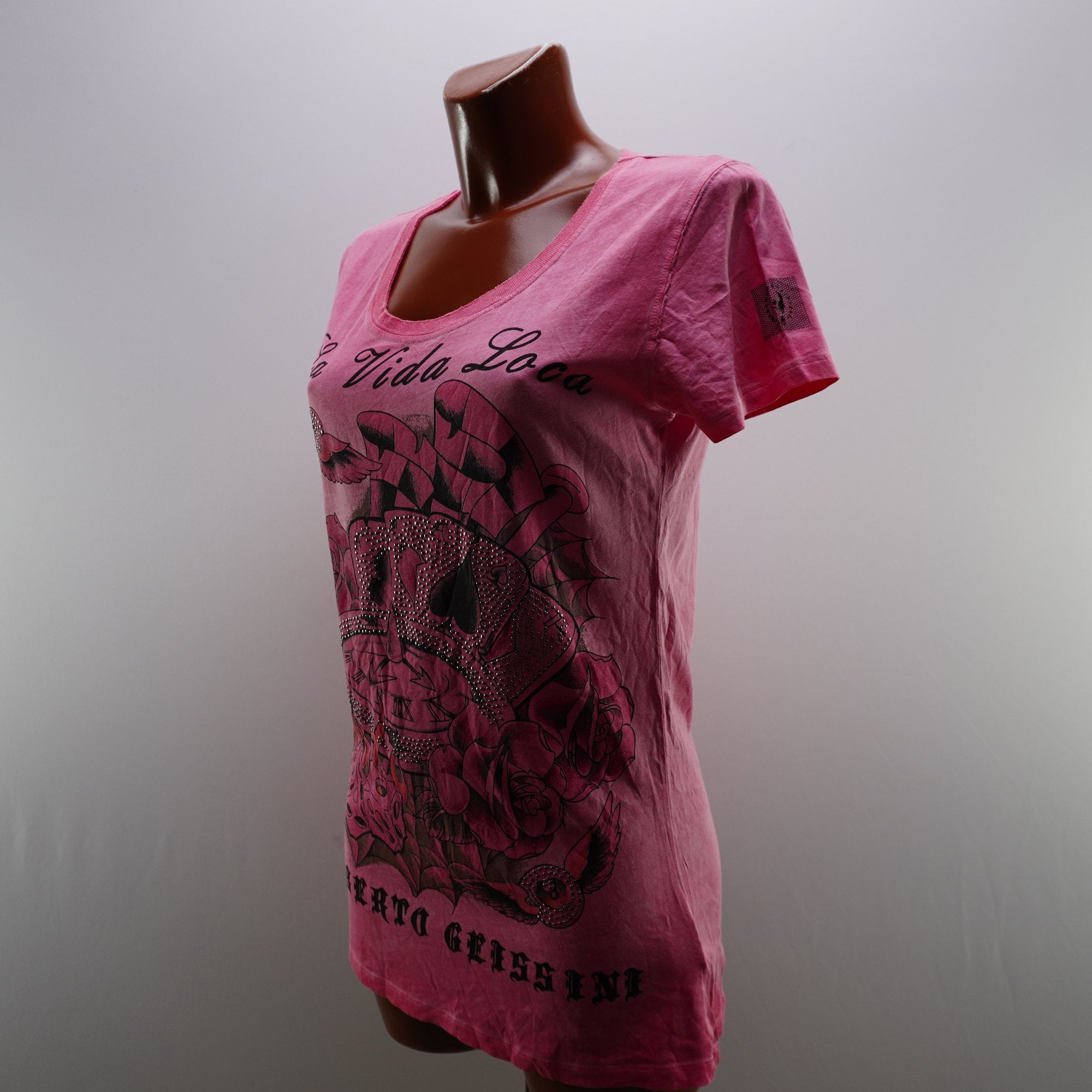 Camiseta de Manga Corta Roberto Geissine para Mujer - Rosa, XL - Usada en Muy Buen Estado