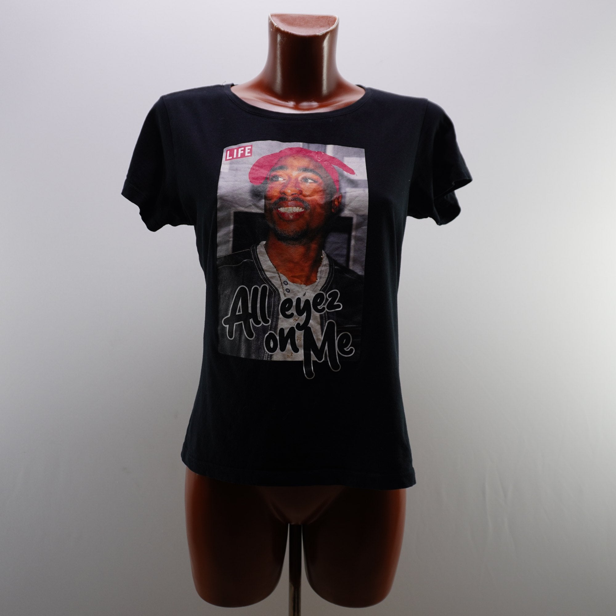 Camiseta de Manga Corta Life para Mujer Usada - Negro, L