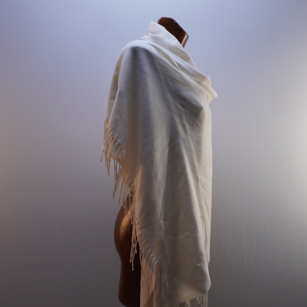 Bufanda Cashmere para Mujer Usada - Blanca, Muy Buen Estado