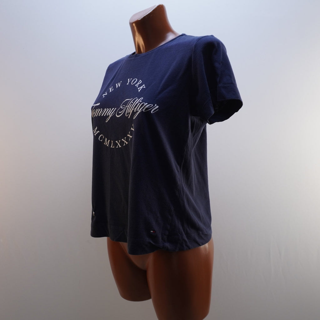 Camiseta de Manga Corta Tommy Hilfiger para Mujer Usada - Azul Marino, L