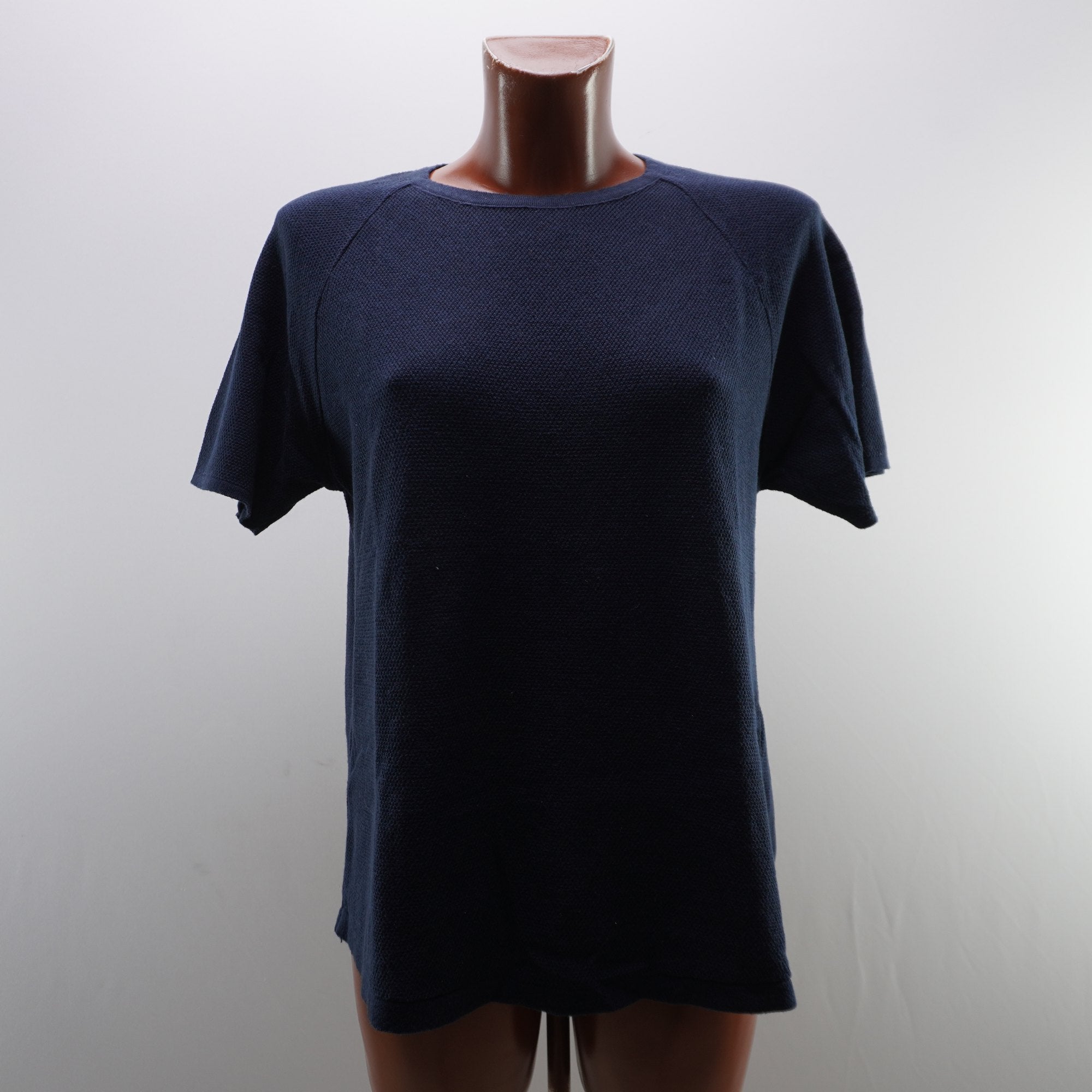 Camiseta de Manga Corta Pull & Bear para Mujer Usada - Azul Marino, S