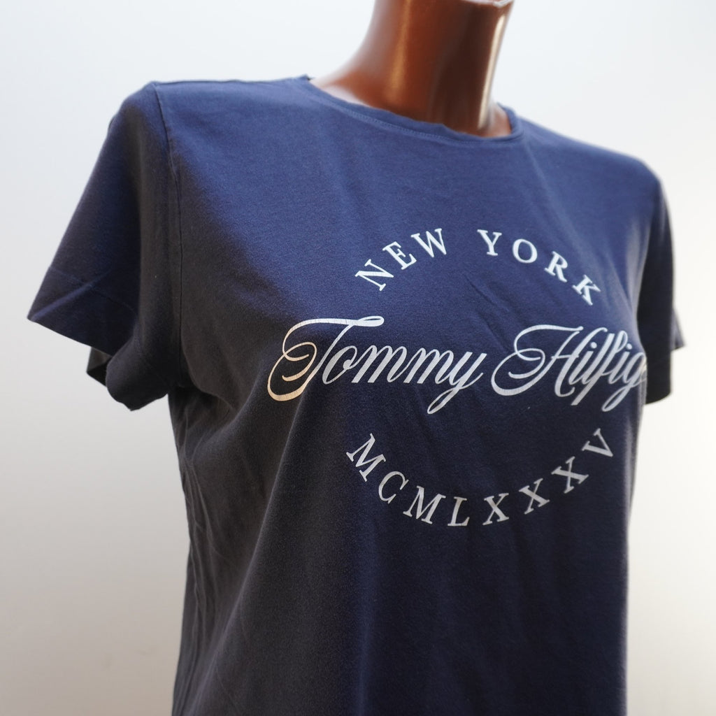 Camiseta de Manga Corta Tommy Hilfiger para Mujer Usada - Azul Marino, L