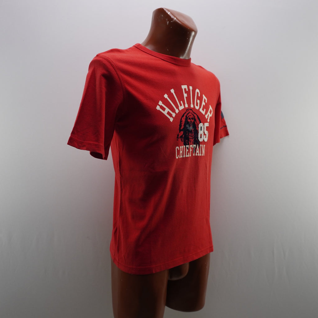 Camiseta de Manga Corta Tommy Hilfiger para Hombre - Roja, L, Usada en Muy Buen Estado