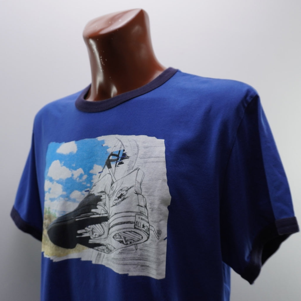 Camiseta de Manga Corta Converse para Hombre Usada - Azul, XL