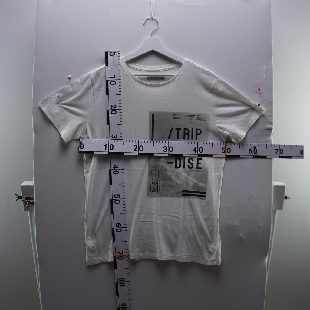Camiseta de Manga Corta Mango para Hombre Usada - Blanca, S