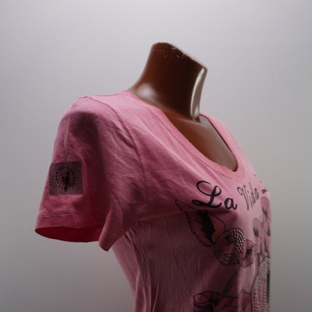 Camiseta de Manga Corta Roberto Geissine para Mujer - Rosa, XL - Usada en Muy Buen Estado