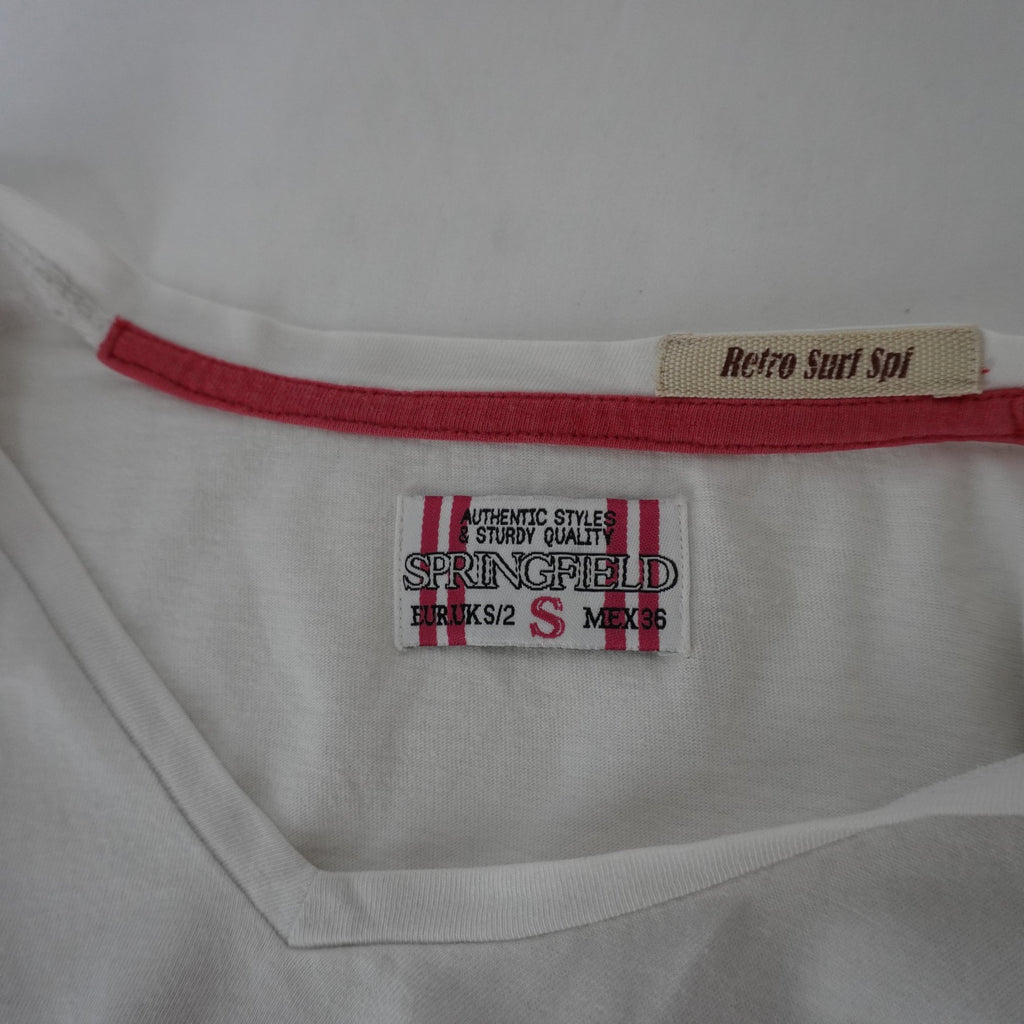 Camiseta Springfield para Hombre Usada - Blanca, Pequeño (S)