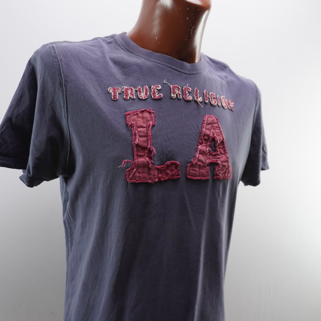 Camiseta de Manga Corta True Religión para Hombre Usada - Azul, L