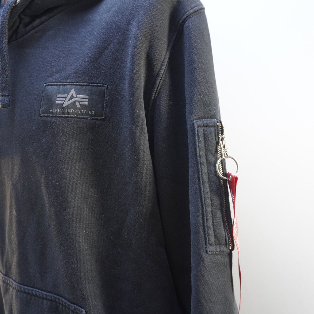 Sudadera con Capucha Alpha Industries para Hombre Usada - Negra, XL