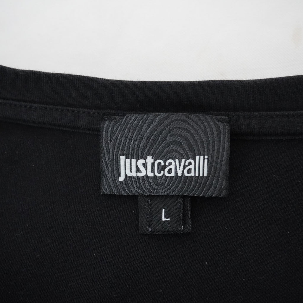 Camiseta de Manga Corta Roberto Cavalli para Mujer - Negro, L, Usada en Muy Buen Estado