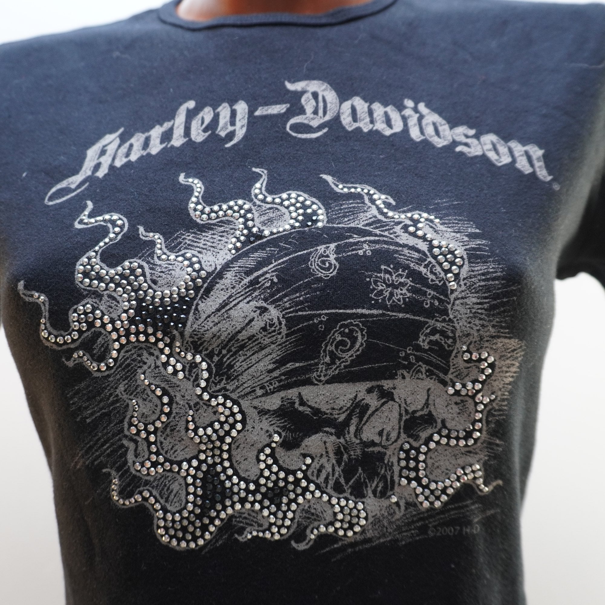 Camiseta Harley Davidson para Mujer Usada - Negra, L
