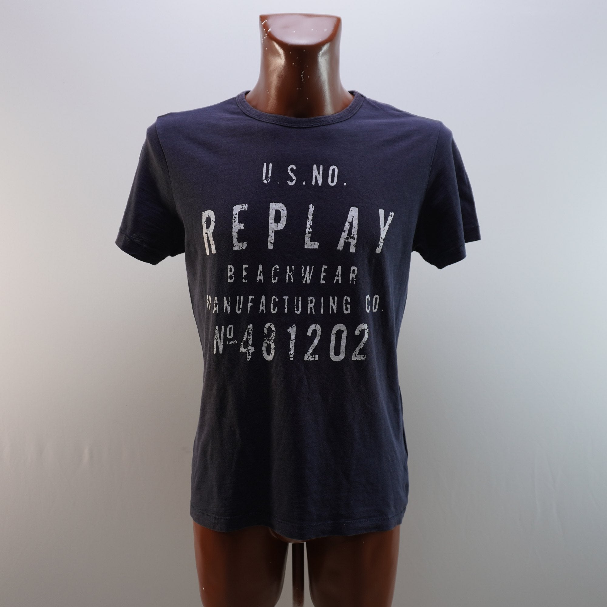 Camiseta de Manga Corta Replay para Hombre Usada - Azul Marino, L